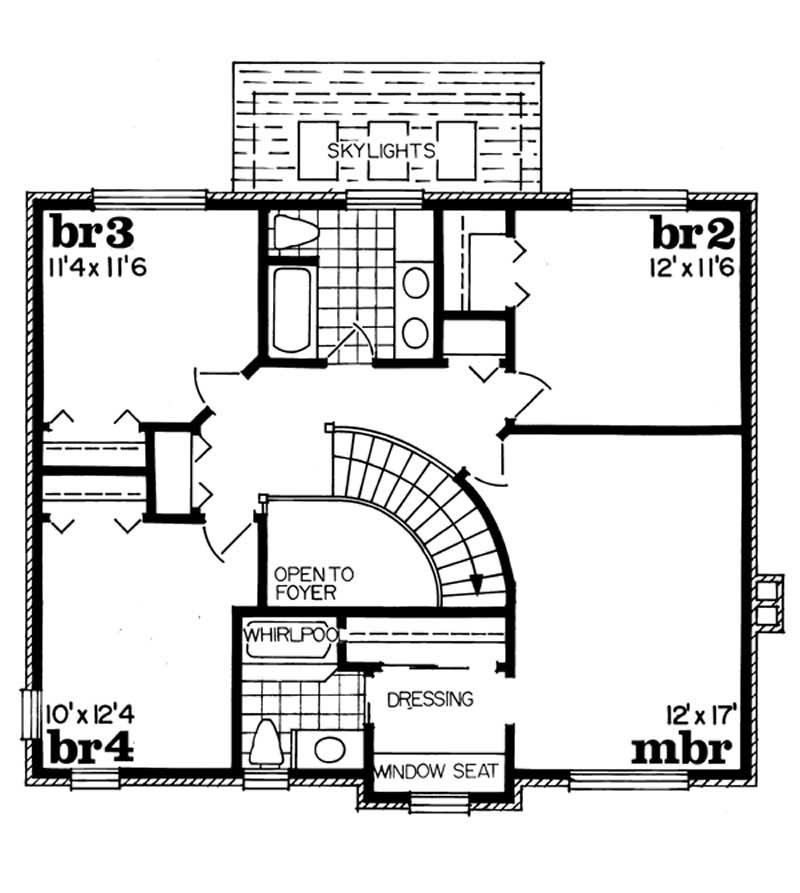Floor Plan Second Story of European Plan #167-1352