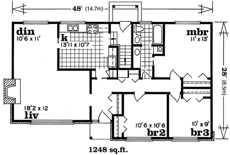 Floor Plan First Story of Ranch Plan #167-1353