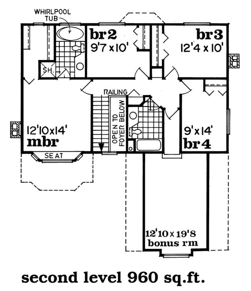 Floor Plan Second Story of Country Plan #167-1355