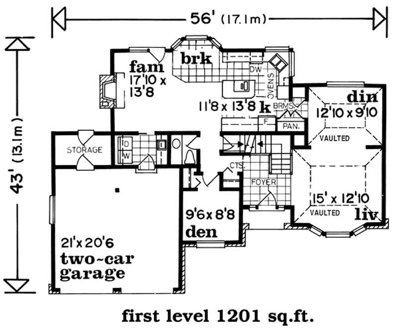 Floor Plan First Story of European Plan #167-1356