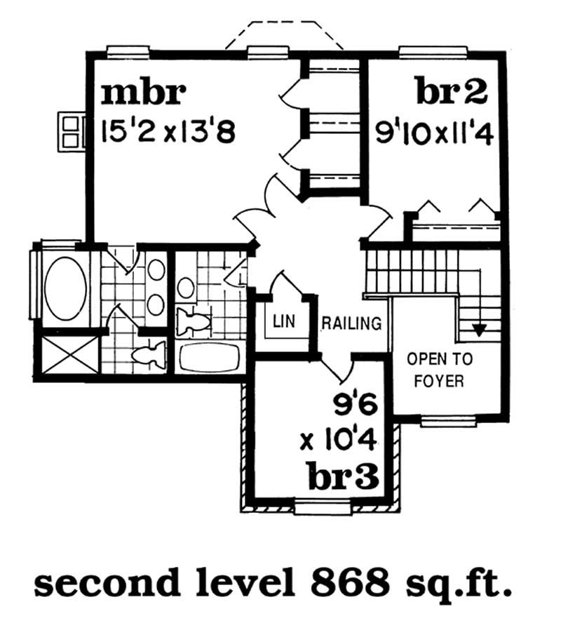 Floor Plan Second Story of European Plan #167-1356