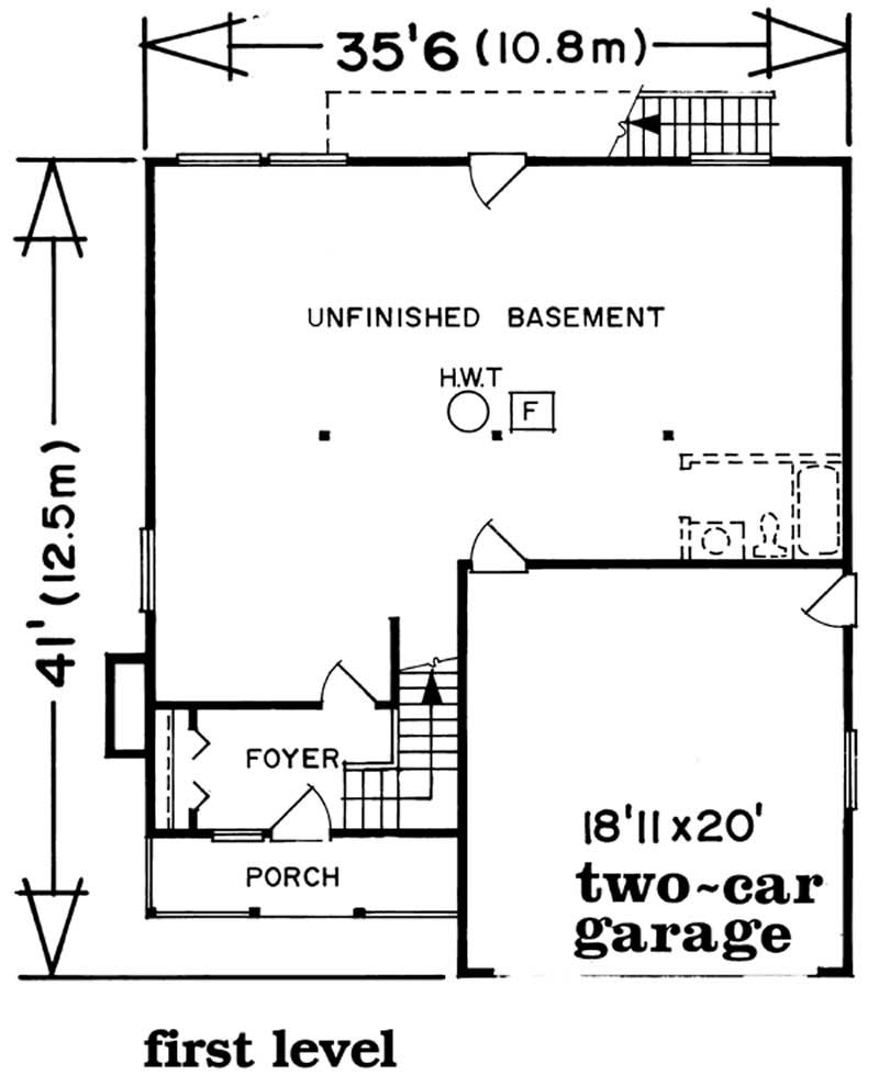 Floor Plan First Story of Country Plan #167-1358