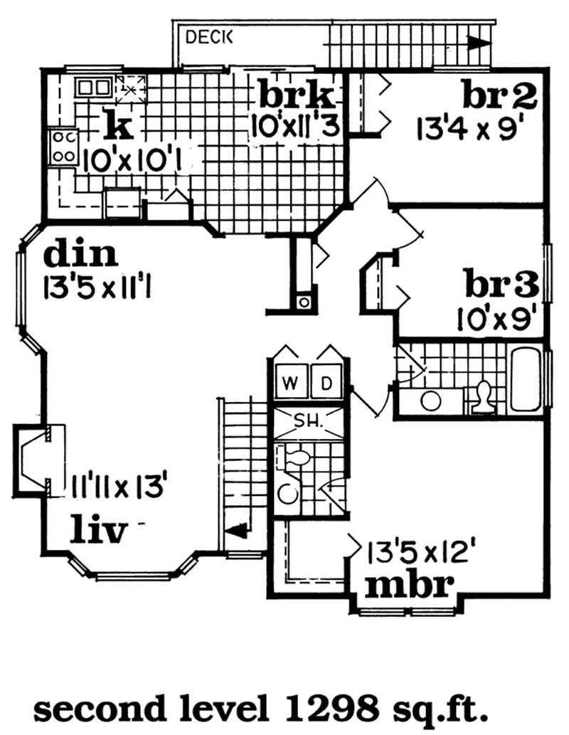 Floor Plan Second Story of Country Plan #167-1358