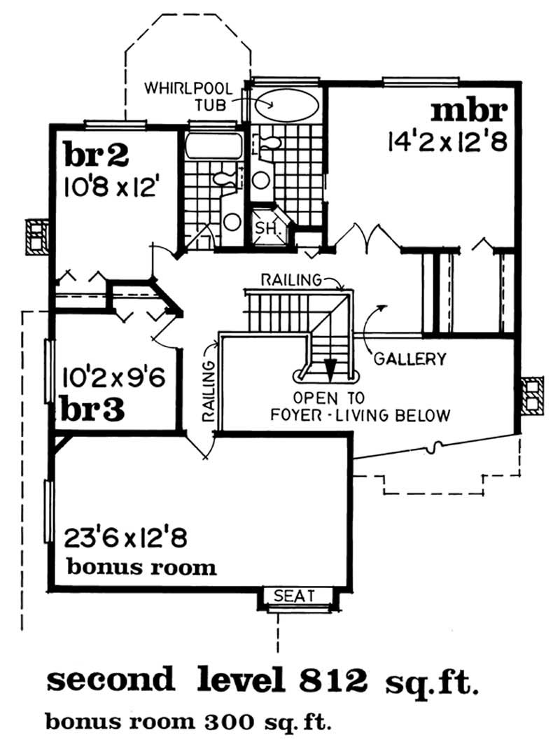Floor Plan Second Story of Country Plan #167-1359