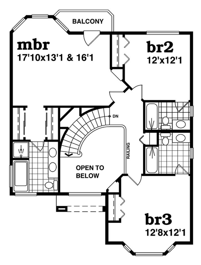 Floor Plan Second Story of Contemporary Plan #167-1360