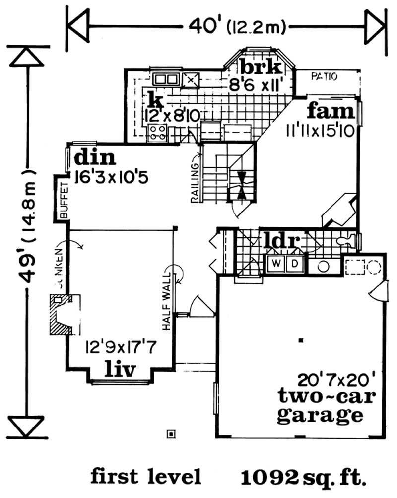 Floor Plan First Story of Traditional Plan #167-1362