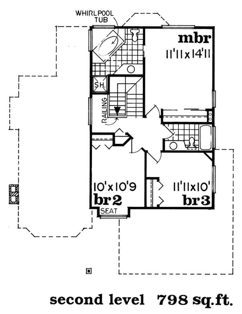 Floor Plan Second Story of Traditional Plan #167-1362