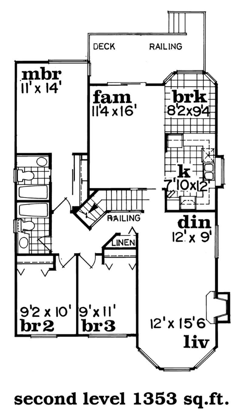 Floor Plan Second Story of Small House Plans #167-1365