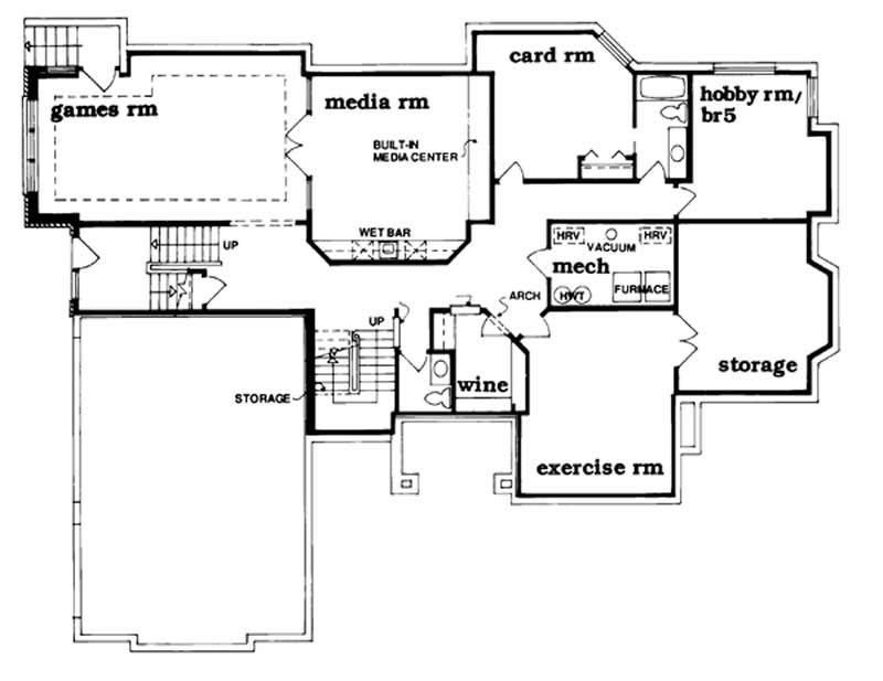 Floor Plan Basement of European Plan #167-1370