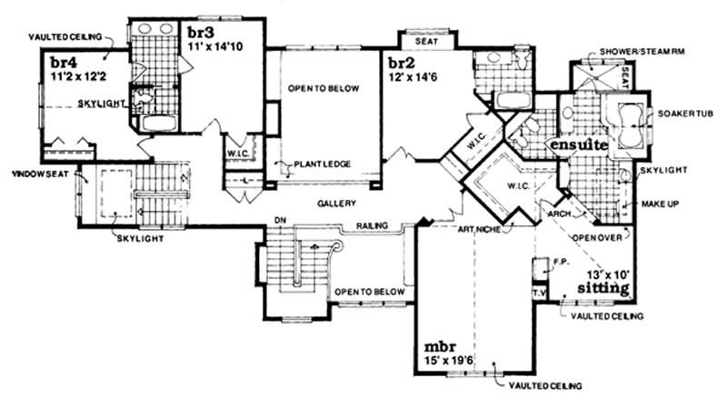 Floor Plan Third Story of European Plan #167-1370