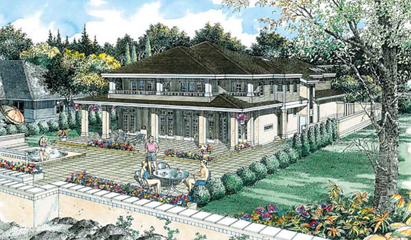 Home Plan Rear Elevation of this 4-Bedroom,5159 Sq Ft Plan -167-1372