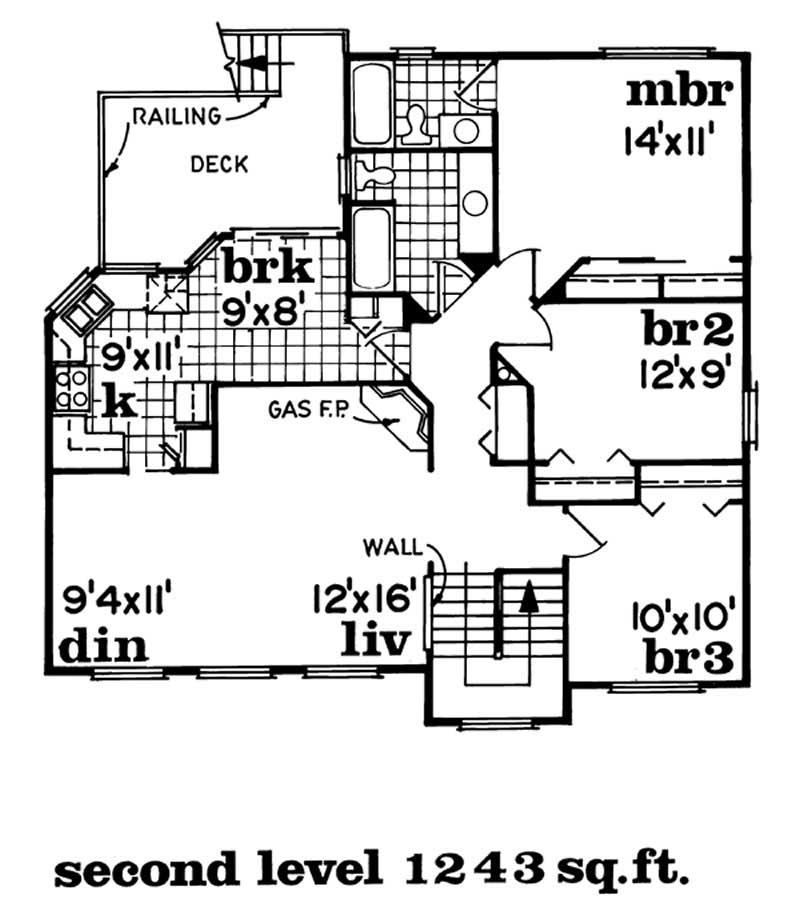 Floor Plan Second Story of Small House Plans #167-1374