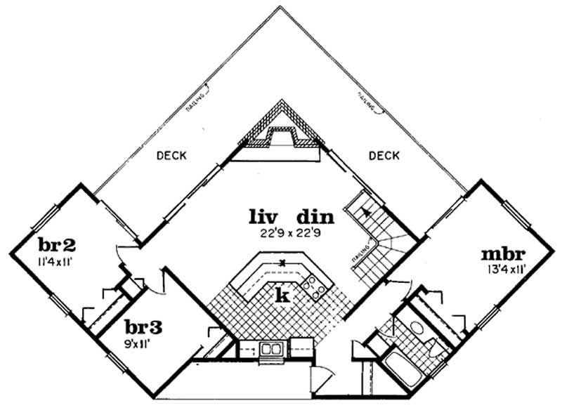Floor Plan First Story of Contemporary Plan #167-1378