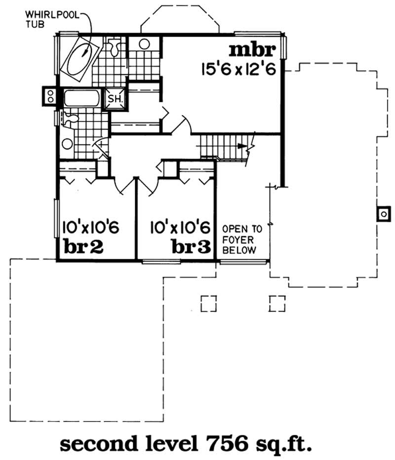Floor Plan Second Story of Contemporary Plan #167-1379