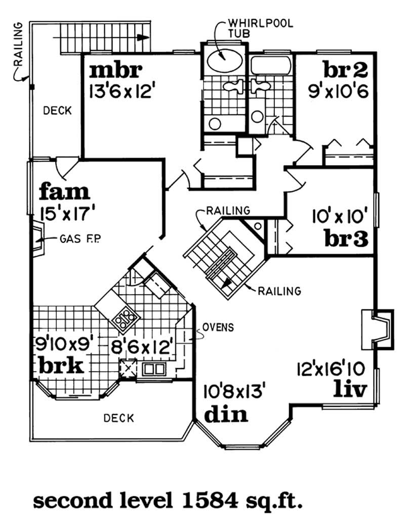 Floor Plan Second Story of Contemporary Plan #167-1381