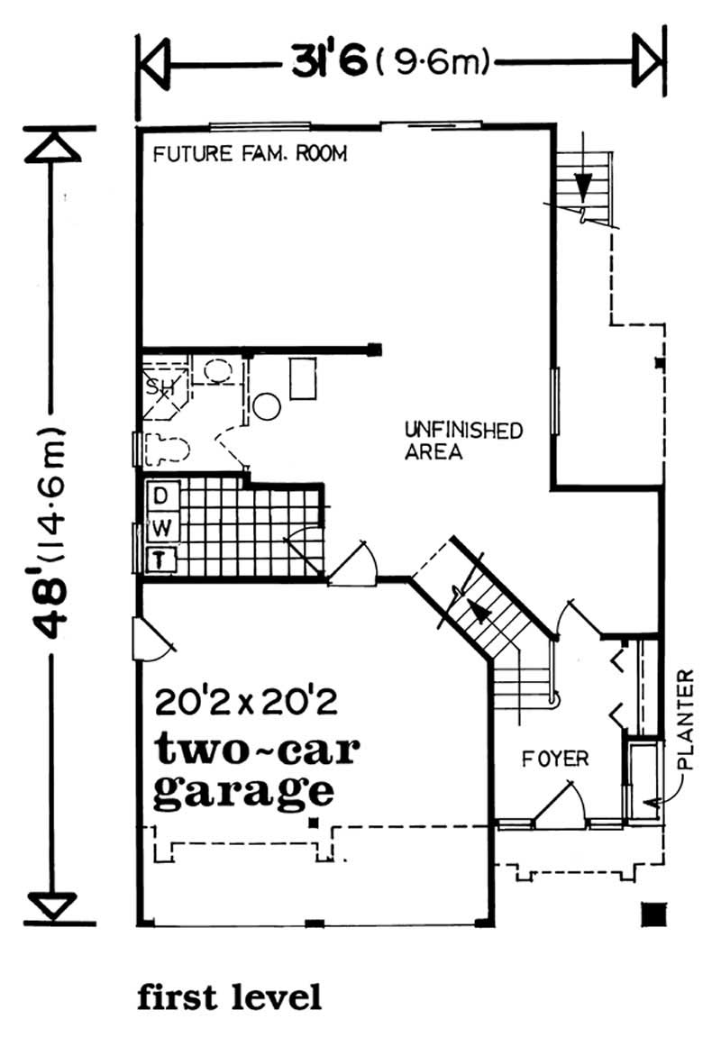 Floor Plan First Story of Small House Plans #167-1382