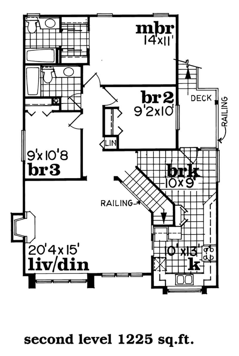 Floor Plan Second Story of Small House Plans #167-1382