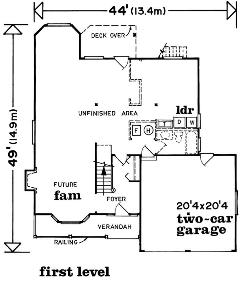 Floor Plan First Story of Country Plan #167-1383
