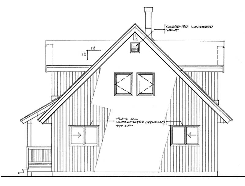 Home Plan Rear Elevation of this 3-Bedroom,1543 Sq Ft Plan -167-1384
