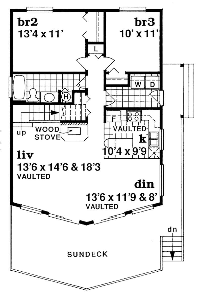 Floor Plan First Story of Log Cabin Plan #167-1384