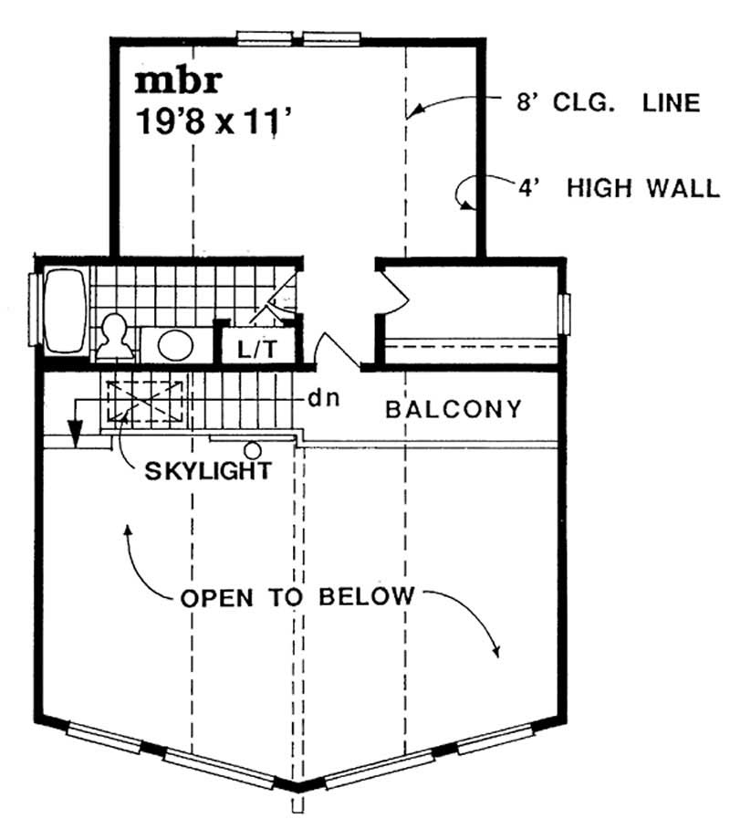Floor Plan Second Story of Log Cabin Plan #167-1384