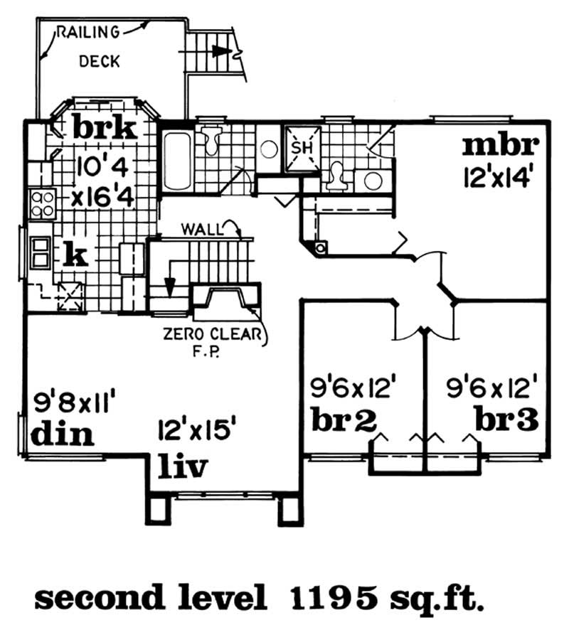 Floor Plan Second Story of Contemporary Plan #167-1385