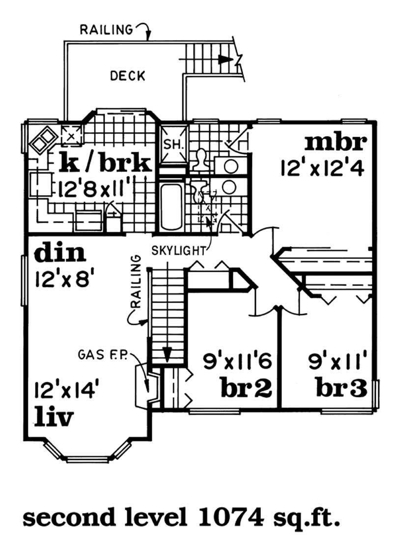 Floor Plan Second Story of Contemporary Plan #167-1386