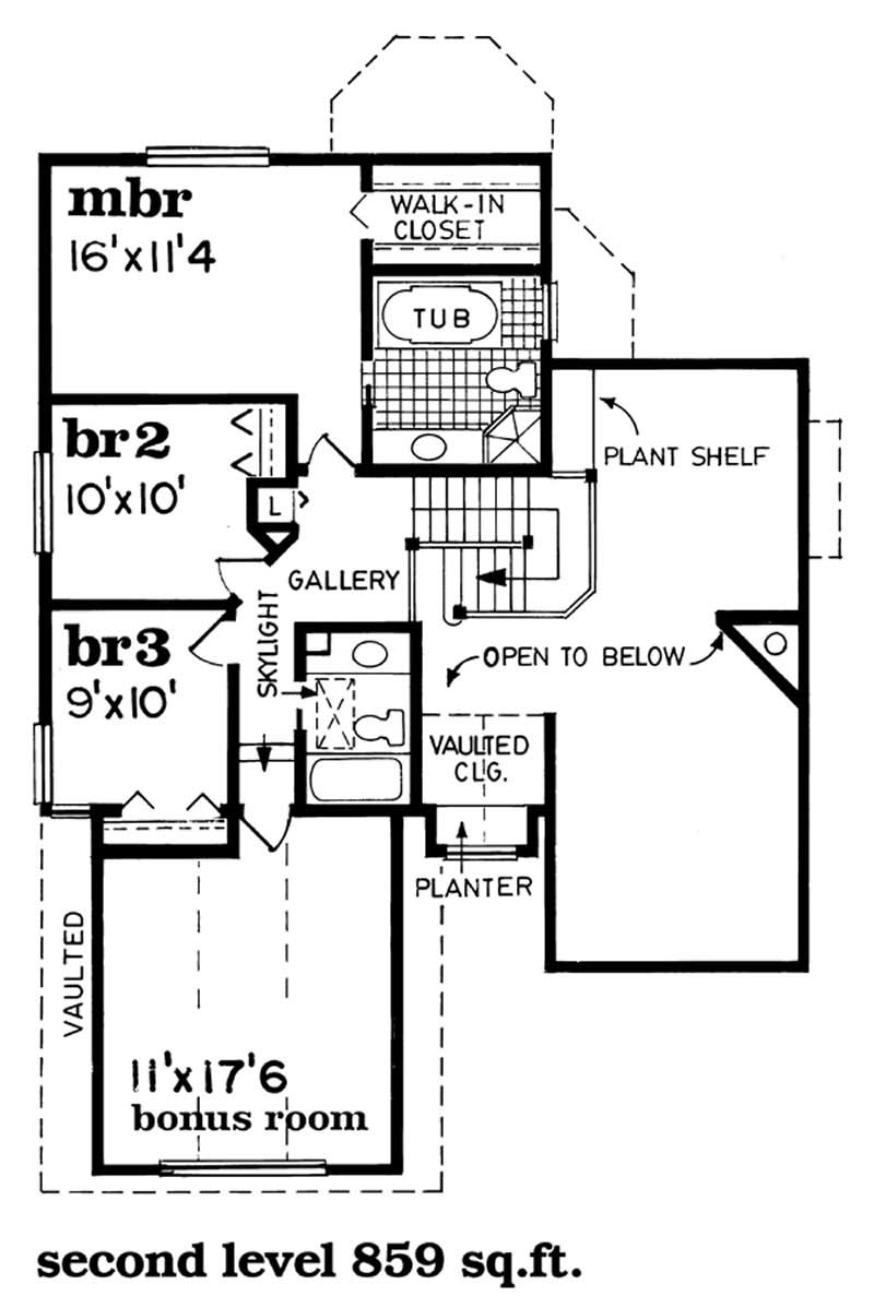 Floor Plan Second Story of Contemporary Plan #167-1387