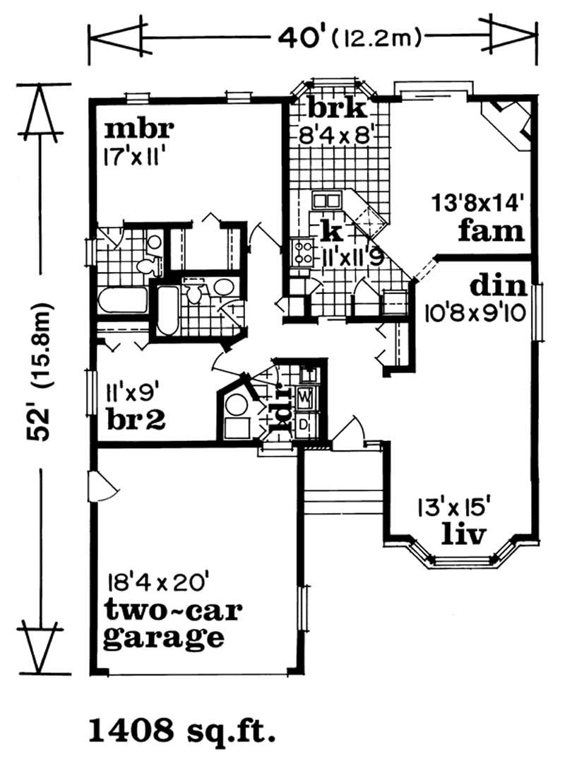Floor Plan First Story of Bungalow Plan #167-1391
