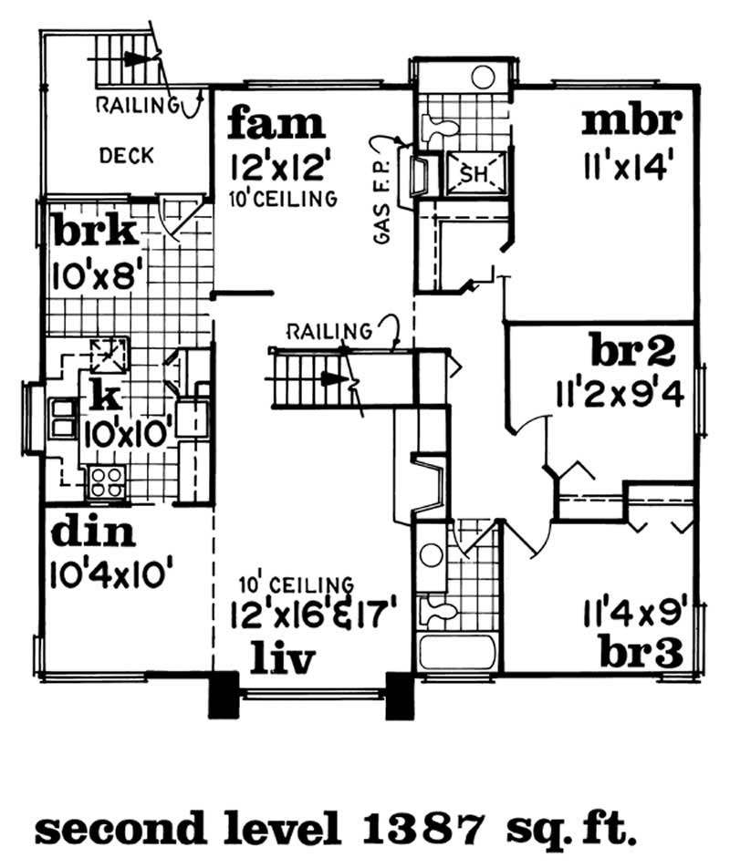 Floor Plan Second Story of Contemporary Plan #167-1392