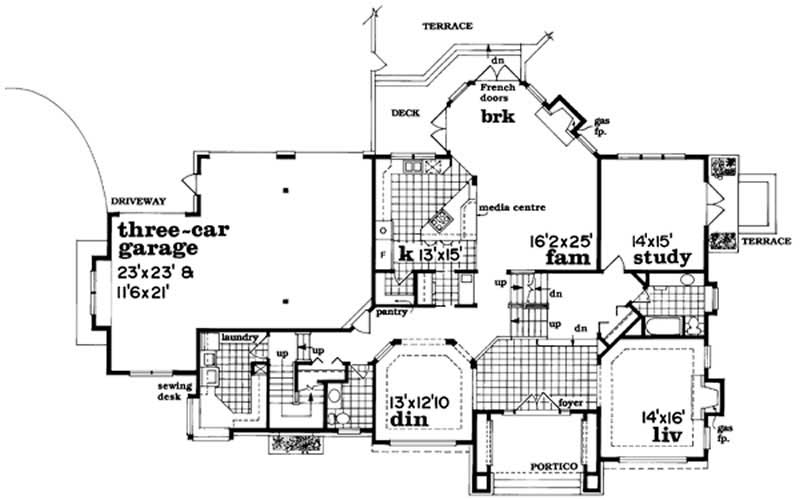 Floor Plan Second Story of European Plan #167-1403