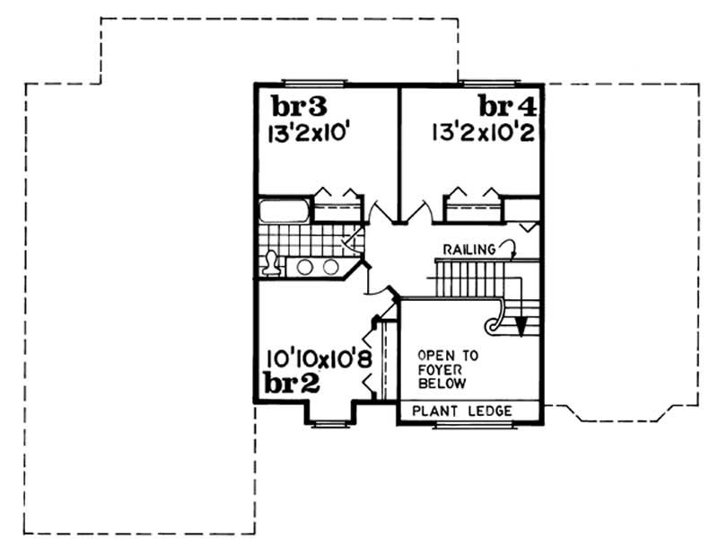 Floor Plan Second Story of Country Plan #167-1407