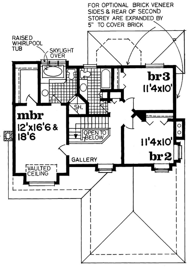 Floor Plan Second Story of European Plan #167-1409