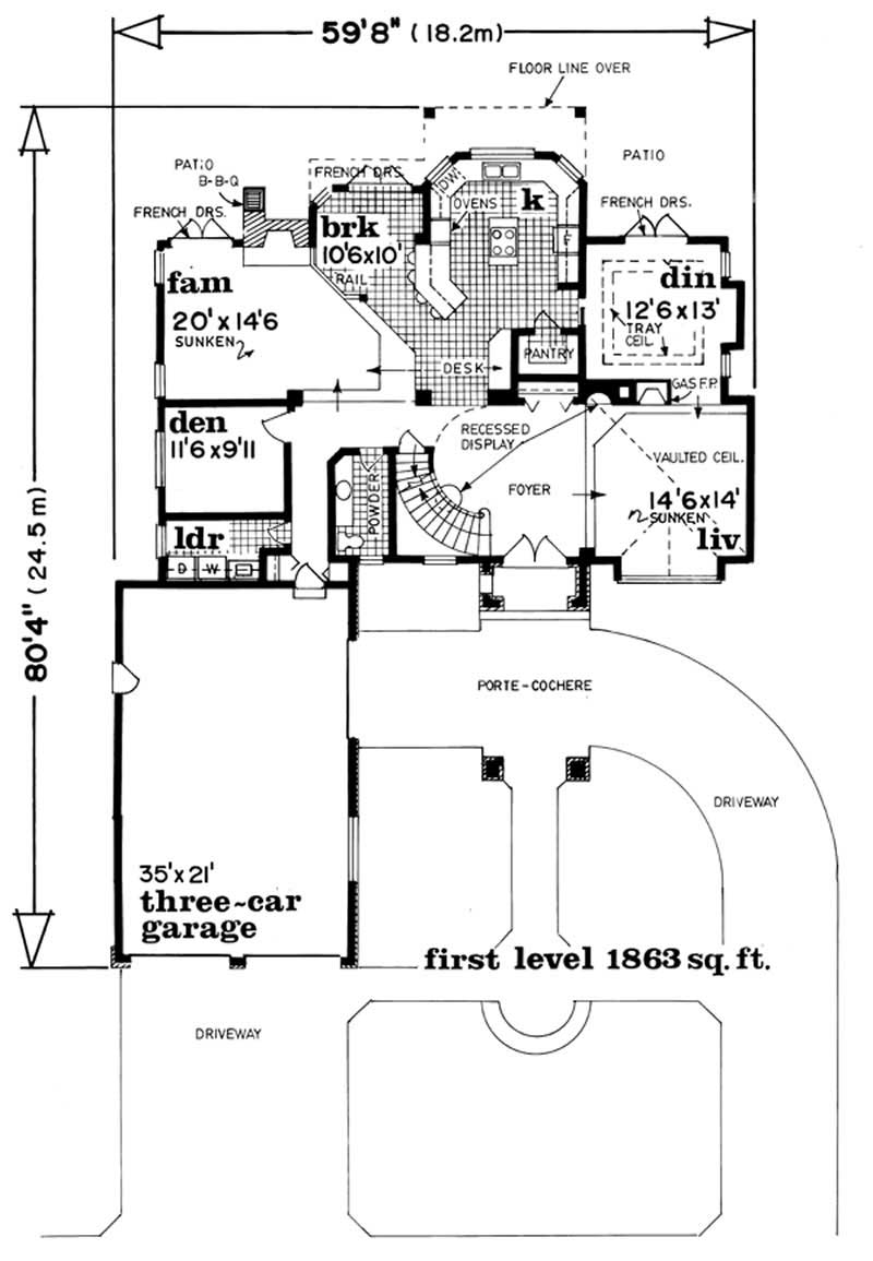 Floor Plan First Story of European Plan #167-1412
