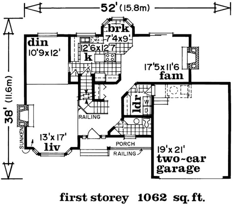 Floor Plan First Story of Country Plan #167-1413