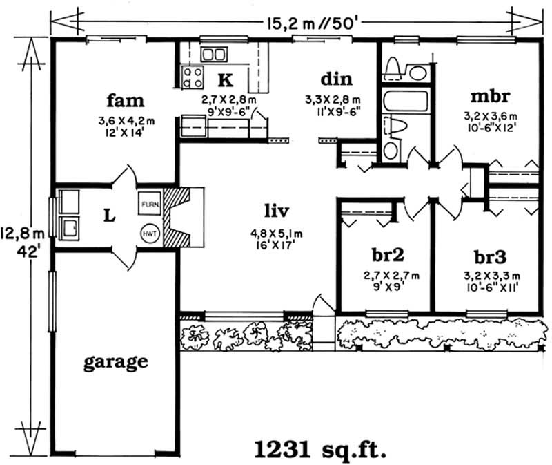 Floor Plan First Story of Ranch Plan #167-1416
