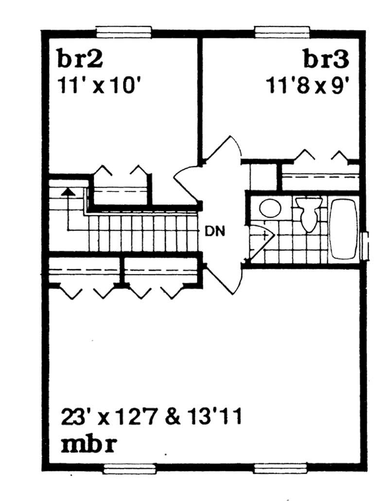 Floor Plan Second Story of Coastal Plan #167-1417
