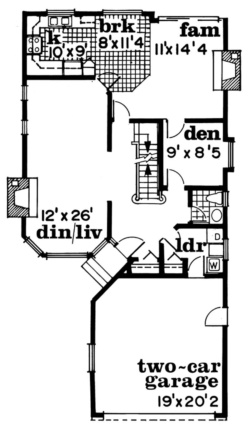 Floor Plan First Story of Tudor Plan #167-1422