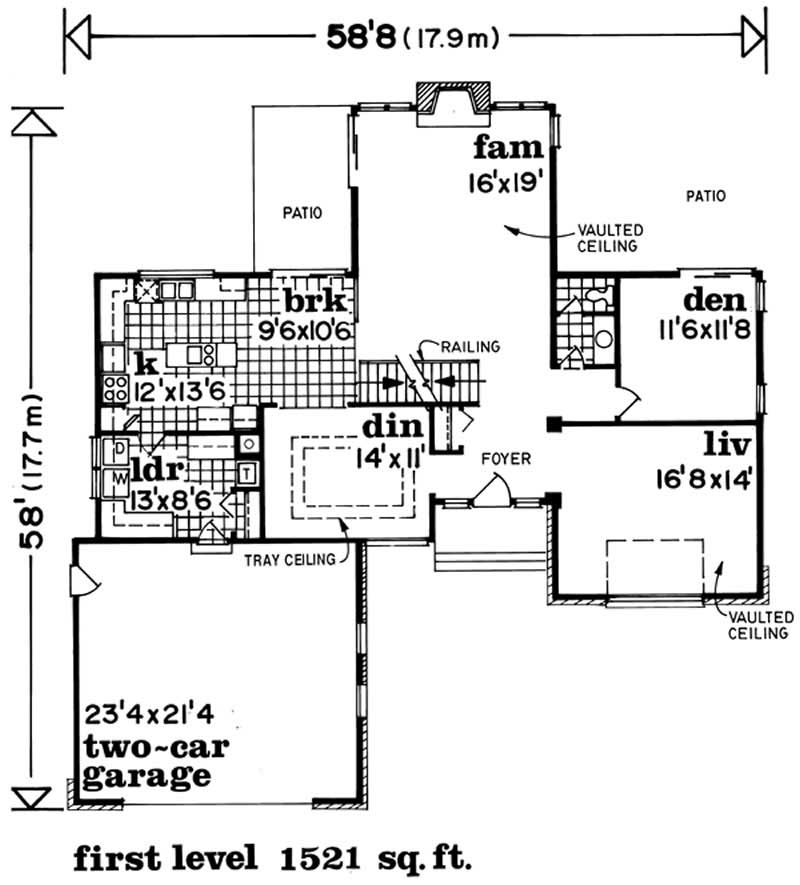 Floor Plan First Story of Traditional Plan #167-1424