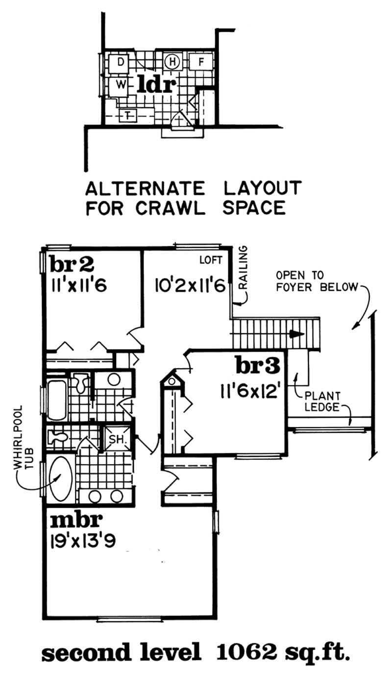 Floor Plan Second Story of Traditional Plan #167-1424
