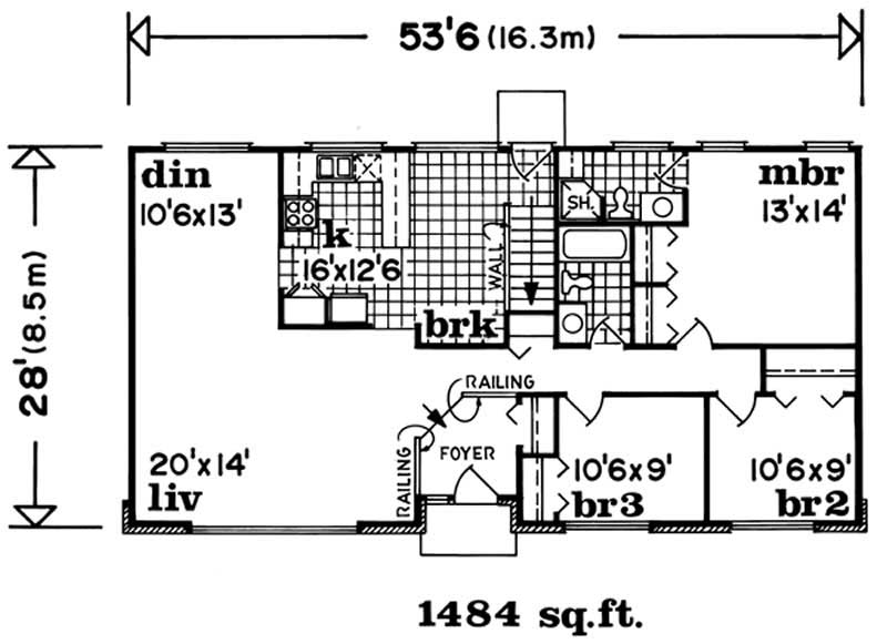 Floor Plan First Story of Ranch Plan #167-1426