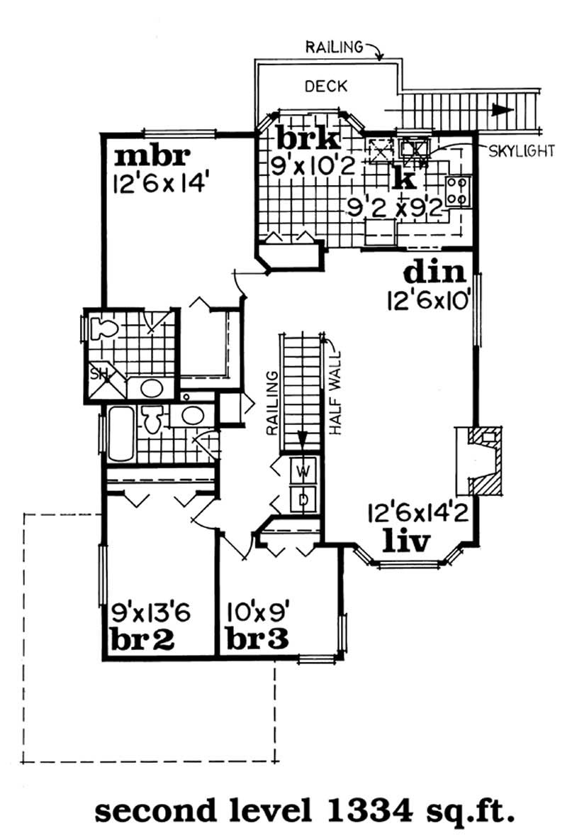 Floor Plan Second Story of Contemporary Plan #167-1427