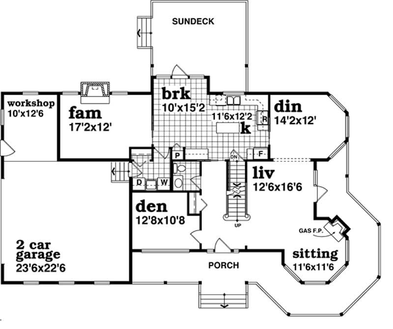 Floor Plan First Story of Victorian Plan #167-1429