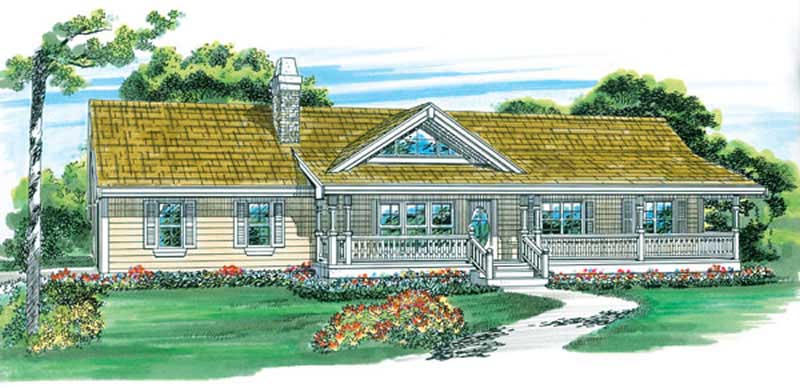 Home Plan Front Elevation of this 3-Bedroom,1408 Sq Ft Plan -167-1431