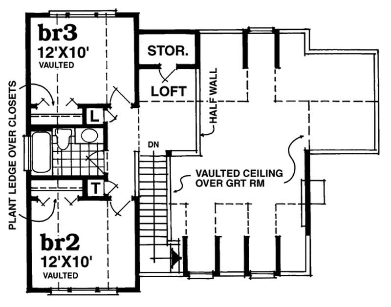 Floor Plan Second Story of Country Plan #167-1432