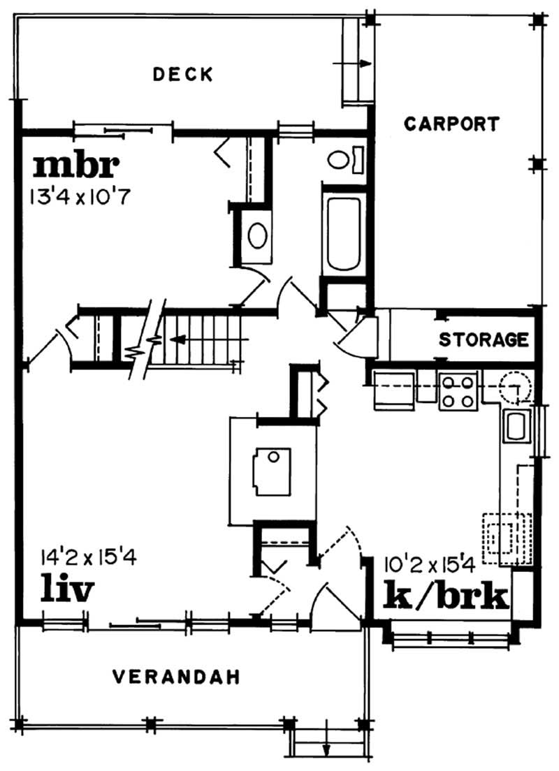 Floor Plan First Story of Country Plan #167-1436