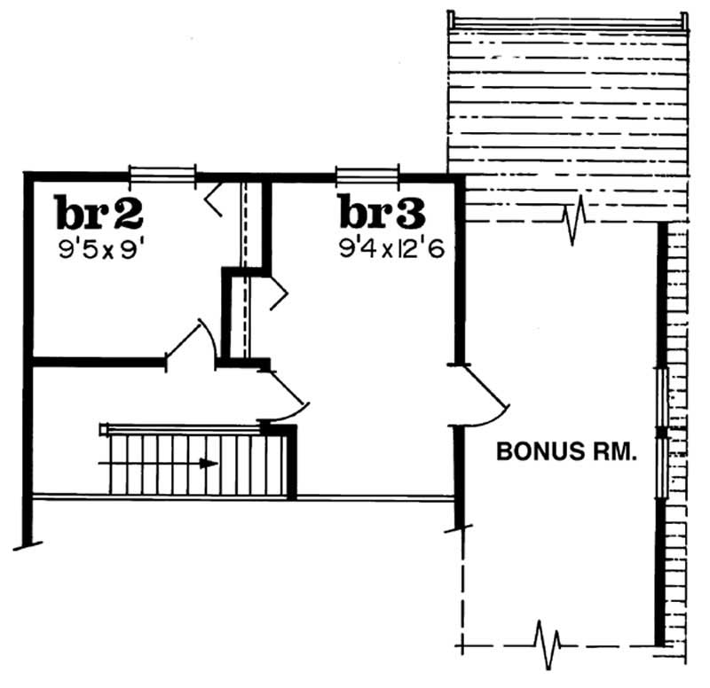 Floor Plan Second Story of Country Plan #167-1436