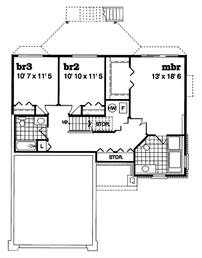 Floor Plan Second Story of Ranch Plan #167-1438