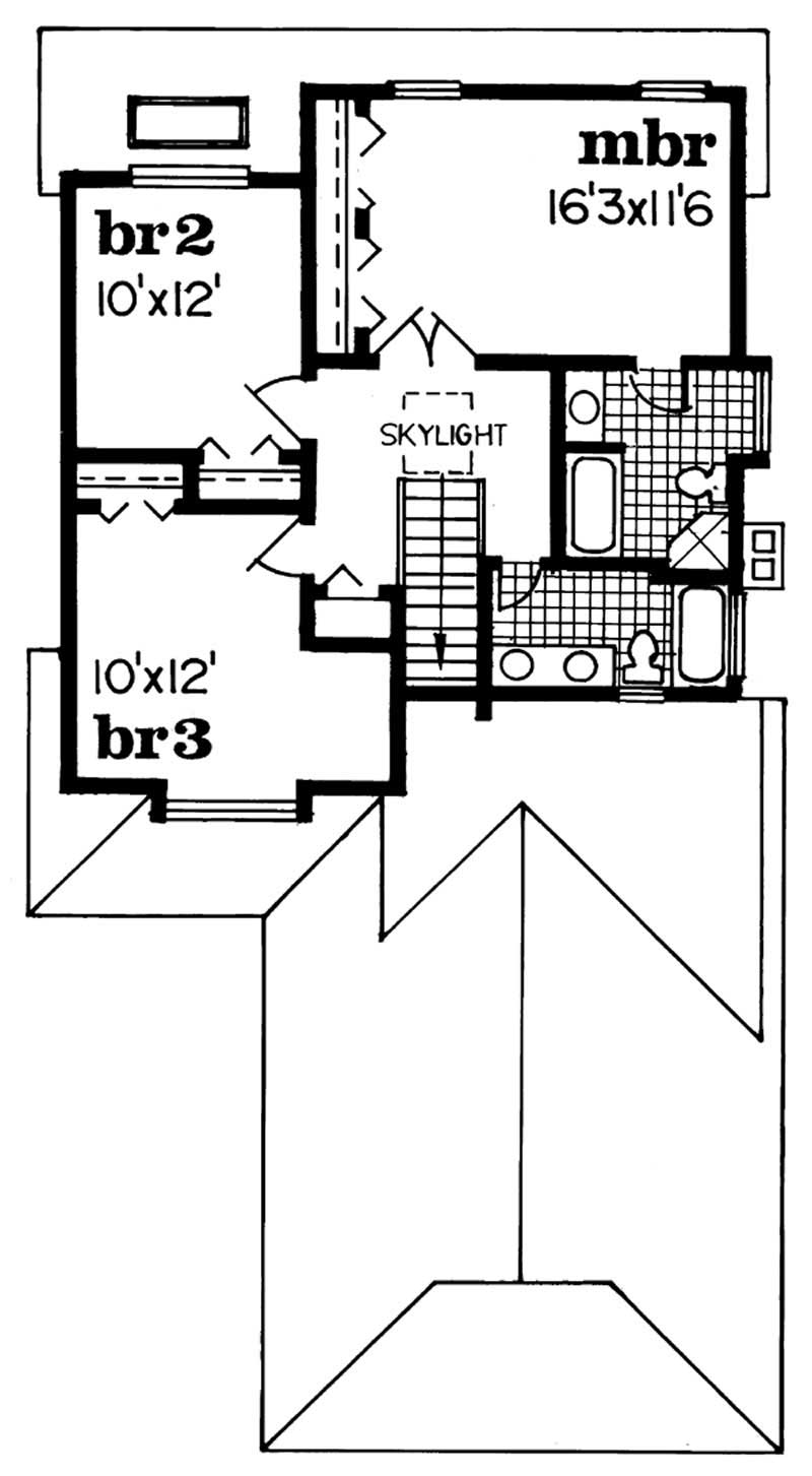 Floor Plan Second Story of Traditional Plan #167-1439