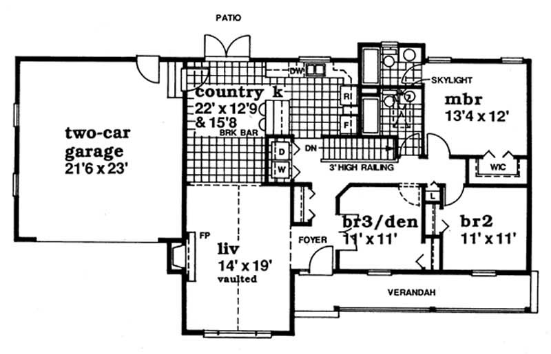 Floor Plan First Story of Country Plan #167-1440